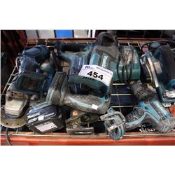 LOT OF MAKITA POWER TOOLS INCLUDING RECIPROCATING SAW, GRINDER, FLASHLIGHTS, CIRCULAR SAW, PLANER ,