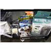 Image 2 : SHELF LOT INCLUDING ELECTRIC WATER HEATER, SCRUBBER, BED SHEETS AND MORE