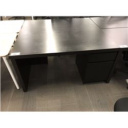 DARK WOOD SINGLE PEDESTAL OFFICE DESK