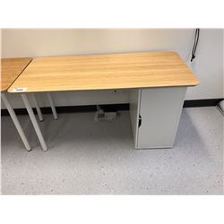 NATURAL BAMBOO TOP & WHITE LEG TASK TABLE