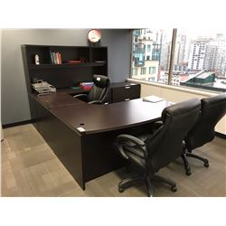 EXECUTIVE NIGHTSHADE U-SHAPE OFFICE SUITE WITH PEDESTAL & HUTCH