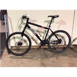 BLACK BRODIE FURY 27 SPEED FRONT SUSPENSION HYBRID BIKE WITH FULL DISC BRAKES