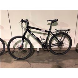 BLACK BRODIE FURY 27 SPEED FRONT SUSPENSION HYBRID BIKE WITH FULL DISC BRAKES