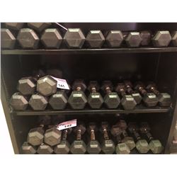 6 - 10LBS DUMBBELLS, 2 - 8LBS DUMBBELLS & 4 - 5LBS DUMBBELLS