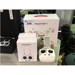 DJI PHANTOM 3 PROFESSIONAL DRONE, SPARE BATTERY & 3 REMOTE CONTROLLERS