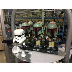 STAR WAR ULTRA-STYLIZED BOBBLE-HEADS: IMPERIAL STORMTROOPER & 6 BOBA FETT