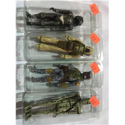 4 VINTAGE STAR WARS EMPIRE STRIKES BACK FIGURES MAX BOUNTY HUNTERS; IG-88, BOBA FETT, 4-LOM &