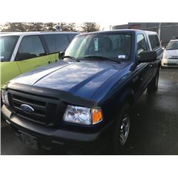 2007 FORD RANGER, BLUE, 2 DOOR PICKUP, 2.3L, GAS, MANUAL, VIN#1FTYR10D27PA77889, 110,558KMS, RD, 2