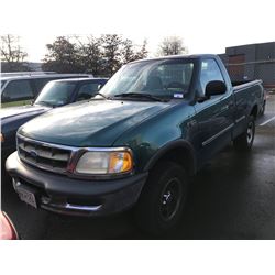 1997 FORD F150 XL, GREEN, 2 DOOR PICKUP, 4.2L, GAS, AUTOMATIC, VIN#2FTDF182XVCA34152, 165,086KMS,