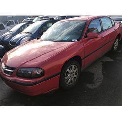 2005 CHEVROLET IMPALA, 4DR SEDAN, RED, VIN # 2G1WF52E059350667