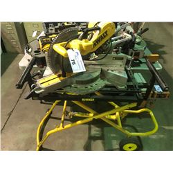 DEWALT DWS 780 12 INCH DOUBLE BEVEL SLIDING COMPOUND MITRE SAW ON DEWALT MITRE SAW STAND