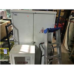 FIRST AID CABINET, OXYGEN CABINET, ASSORTED BED PARTS, MATTRESS AND MORE
