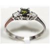 Image 2 : 14K WHITE GOLD GREEN (0.25CT) AND WHITE (0.13CT) DIAMOND RING. INSURANCE VALUE $2000