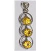 Image 1 : 14K YELLOW GOLD 3 YELLOW SAPPHIRE AND DIAMOND HEART BAIL PENDANT. INSURANCE VALUE $1000