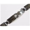 Image 1 : STAINLESS STEEL BLACK AND GOLD COLOUR GEMSTONE MEN'S BRACELET. RETAIL $200