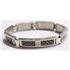 Image 2 : STAINLESS STEEL BLACK AND GOLD COLOUR GEMSTONE MEN'S BRACELET. RETAIL $200