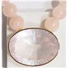 Image 1 : 14K YELLOW GOLD CLASP ROSE QUARTZ NECKLACE WITH MORGANITE PENDANT. INSURANCE VALUE $2150