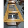 Image 1 : 3 PIECE OAK GLASS TOP BEVELLED COFFEE TABLE SET