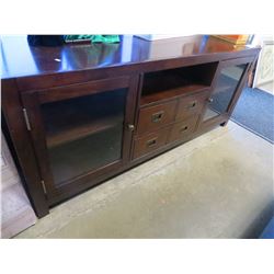 MAHOGANY 2 DRAWER/2 DOOR ENTERTAINMENT STAND (65"W X 20"D X 27"H)