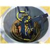 Image 2 : 4 WHEEL SHOP DOLLY/ LARGE BLUE PARTS BUCKET/ 2 AIR LINE HOSES & WALL MOUNT HOSE REELER