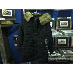 NEW COSTA BLANCA LADIES NAVY BLUE  WINTER JACKET WITH FAUX FUR COLLAR LONG WINTER COAT SIZE LARGE