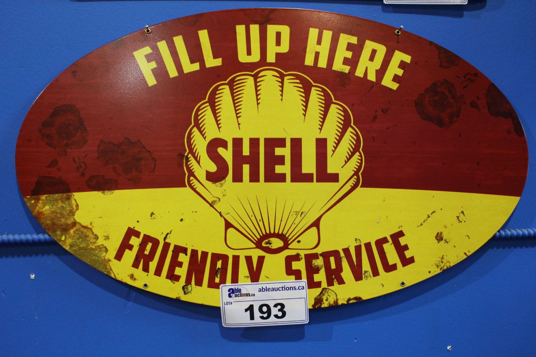 SHELL FRIENDLY SERVICE TIN SIGN REPRODUCTION