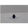 Image 2 : STUNNING PURPLE AMETHYST + DIAMOND RING, PEAR CUT, RICH DEEP PURPLE WITH 2 SIDE DIAMONDS