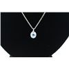 Image 2 : BLUE TOPAZ + DIAMOND PENDANT/ NECKLACE, OVAL CUT, LIVELY SKY BLUE, STERLING SILVER