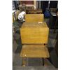 Image 2 : 2 VINTAGE SCHOOL DESKS AND WOODEN FOOT STOOL