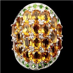 Natural Yellow Citrine Chrome Diopside 82.36 Cts Ring