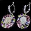 Image 2 : NATURAL OPAL  RHODOLITE TANZANITE AMETHYST EARRINGS