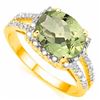 Image 1 : Natural Green Amethyst & Diamond Ring