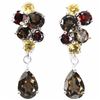 Image 1 : NATURAL SMOKY QUARTZ GARNET & CITRINE Earrings