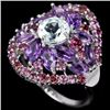 Image 1 : NATURAL TOPAZ AMETHYST & RHODOLITE GARNET RING