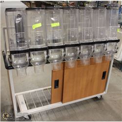 7 BULK FOOD DISPENSERS LOWER RACKING,  WITH 2 DOOR