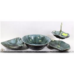 2 TIER BLUE MOUNTAIN POTTERY SERVING DISH W/ BOWL