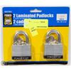 Image 1 : PACK OF 2 LAMINATED PADLOCKS WITH KEYS