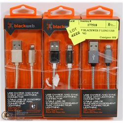 3 PACK OF BLACKWEB 3' LONG USB TO LIGHTING