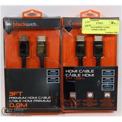 PAIR OF BLACKWEB 3' LONG PREMIUM HDMI CABLES