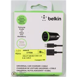 BELKIN 10WATT MICRO USB CAR CHARGER & CABLE