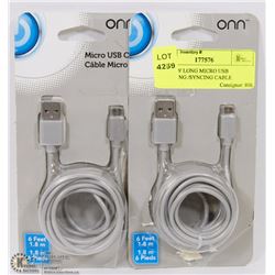 2 PACK 6' LONG MICRO USB CHARGING /SYNCING CABLE