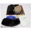 Image 1 : LOT OF 7 LADIES HATS, INCLUDES SUNHAT, 2 FEDORAS