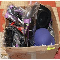 LOT OF NEW HALLOWEEN COSTUME ACCESSORIES INCL GLITTER STAFFS, HATS AND MORE