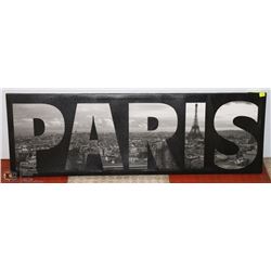 LARGE PARIS ON CANVAS WALL HANGING