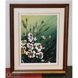 16) FLORAL FRAMED PAINTING ROSE BISEHOFF 18X22.