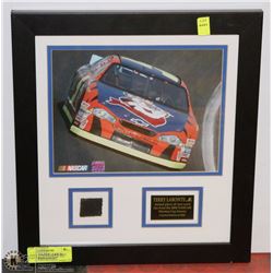 TERRY LABONTE FRAMED RACE USED TIRE PC & PICTURE.