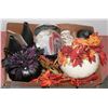 Image 1 : FLAT WITH DECORATIVE PUMPKINS, CANDLES & VASES.