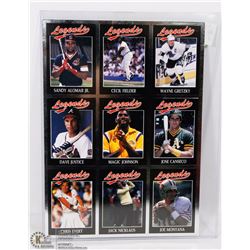 LEGENDS 9 CARD UNCUT SHEET WAYNE GRETZKY/JOE