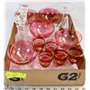 Image 1 : FLAT OF CRANBERRY GLASS, GLASS CANDLE HOLDERS