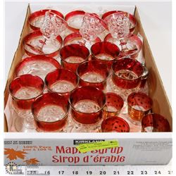 LARGE FLAT OF CRANBERRY GLASS